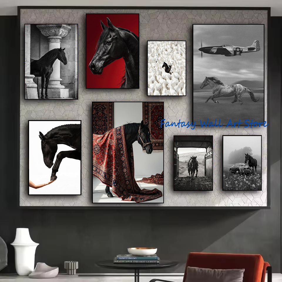 Luxury Lifestyle Pictures - Fotos de Cavalos Pretos Vintage, Arte